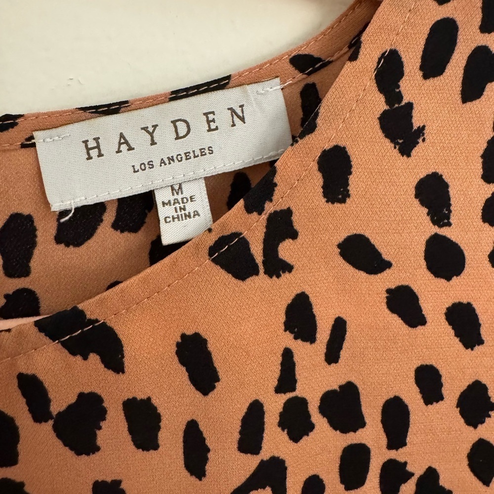 Hayden Los Angeles Leopard Print Swing Dress Asymmetrical Ruffle Size M - Picture 3 of 4